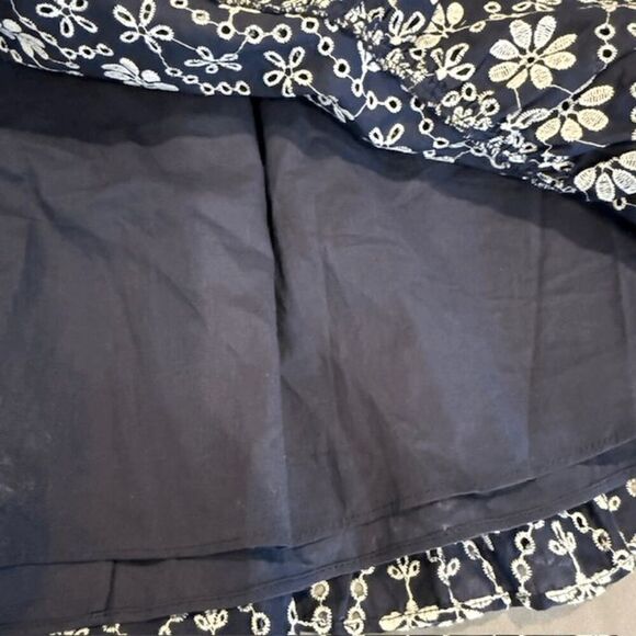 Kate Spade The Rules Skirt Navy Blue Eyelet Faux Wrap Cotton Embroidered size 10 - Picture 8 of 14